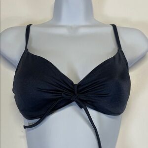 Shade & Shore Navy Blue Underwire Bikini Top Front Tie Adjustable Size 34B